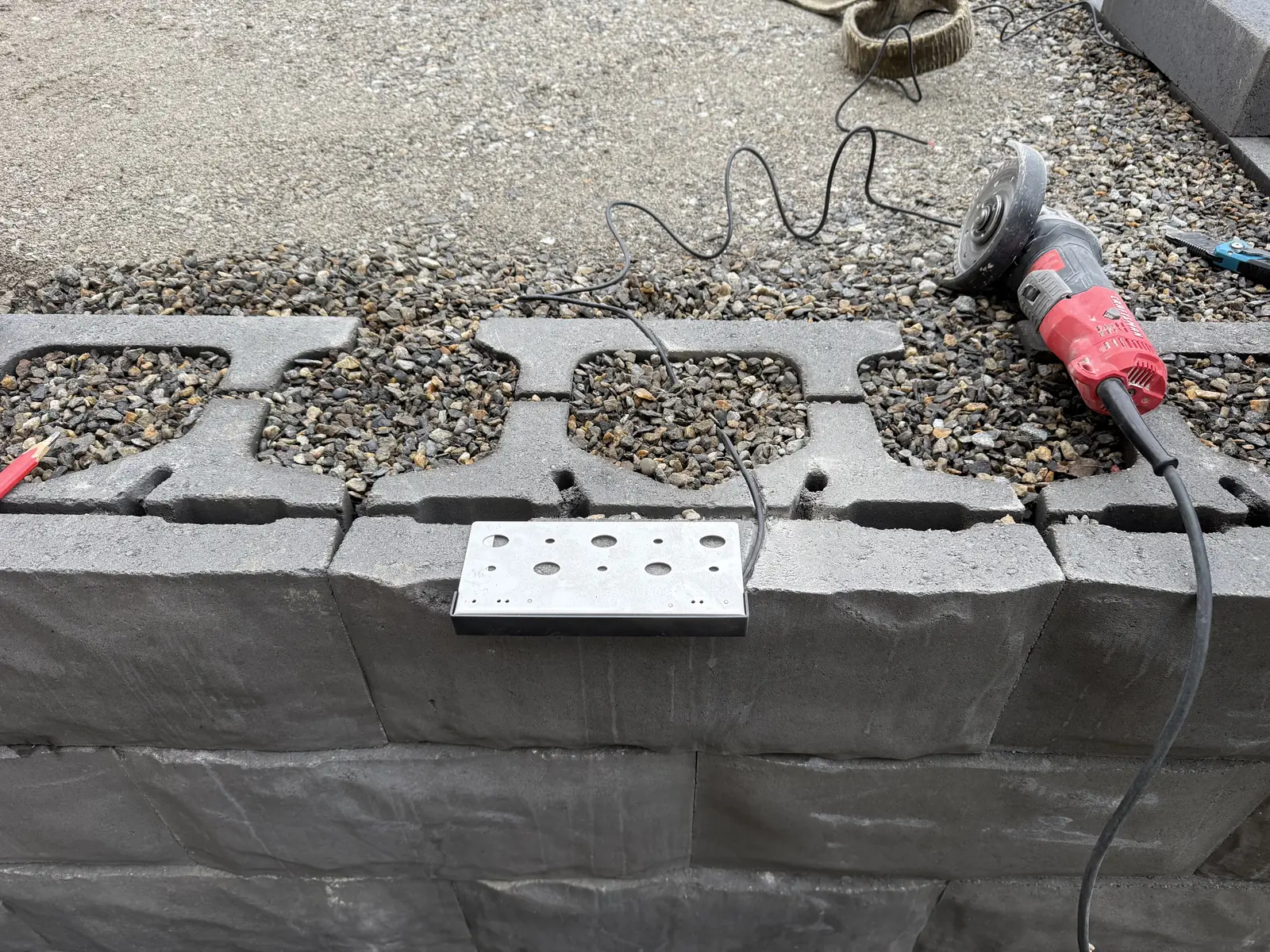 Light fixture cutout in a wall cap before the lights are wired