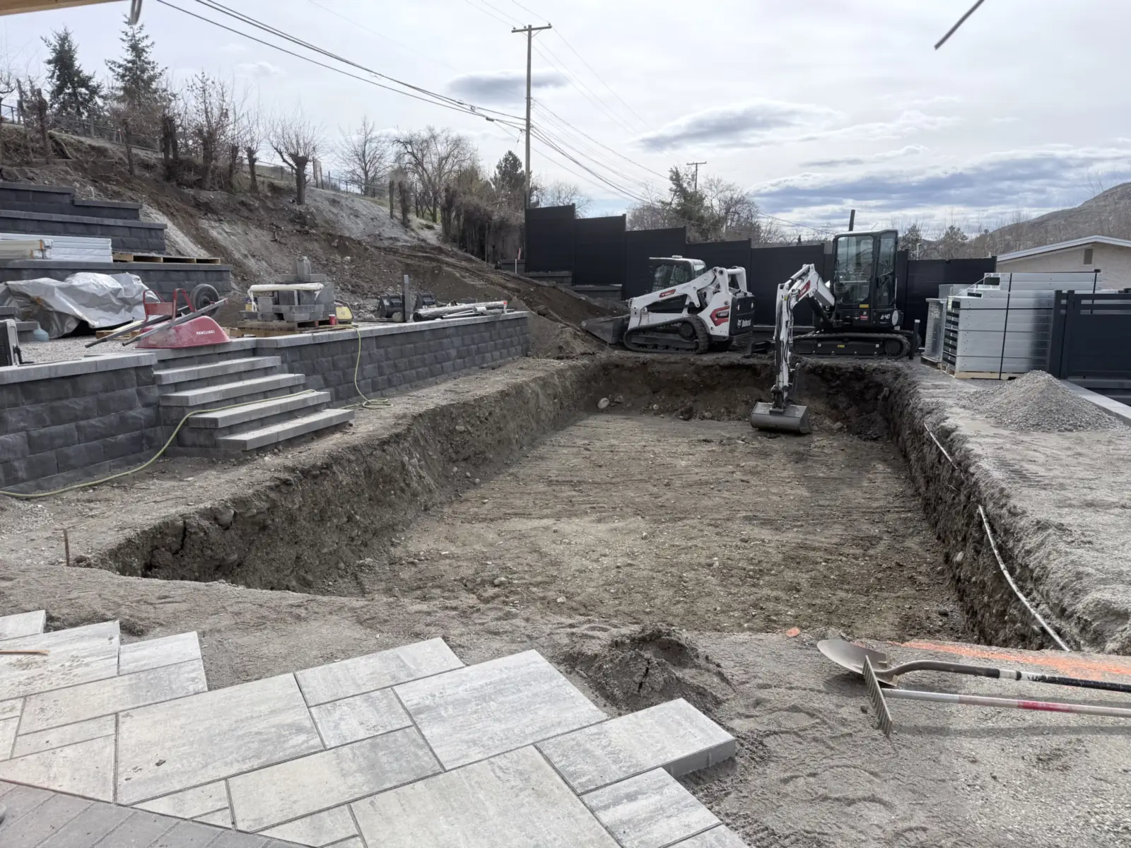 JRO Construction excavating a pool on a lakeview property in Vernon BC